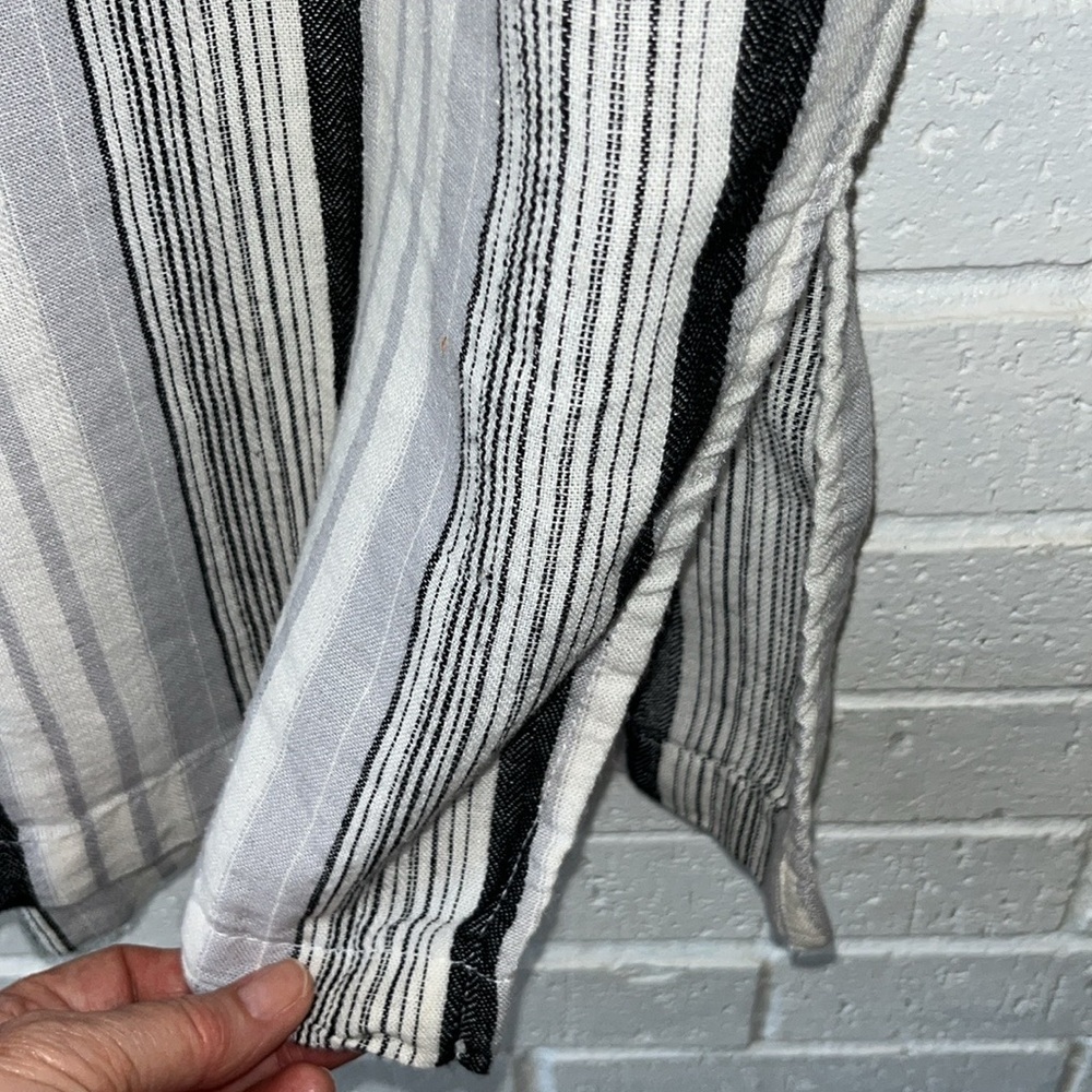 da•sh size XL Linen Blend Striped Skirt Midi Skirt Black White Gray Button Front - Picture 2 of 12
